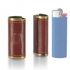 Bic lighter holder in leather and brass - classic BIC